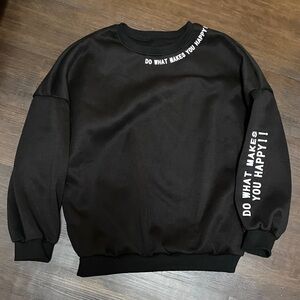 SHEIN Black Motivational Crewneck Sweater